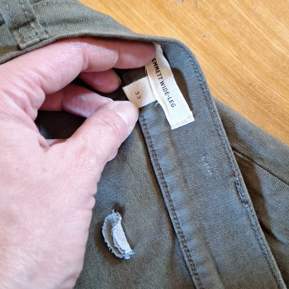 Madewell Emmett Wide Leg Olive Green Pants Size 33 - Picture 5 of 13